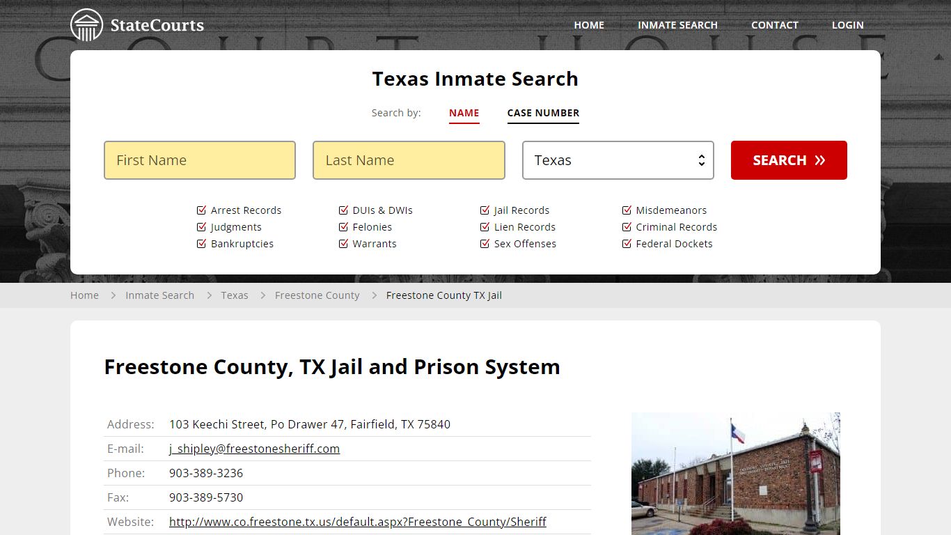 Freestone County TX Jail Inmate Records Search, Texas - StateCourts
